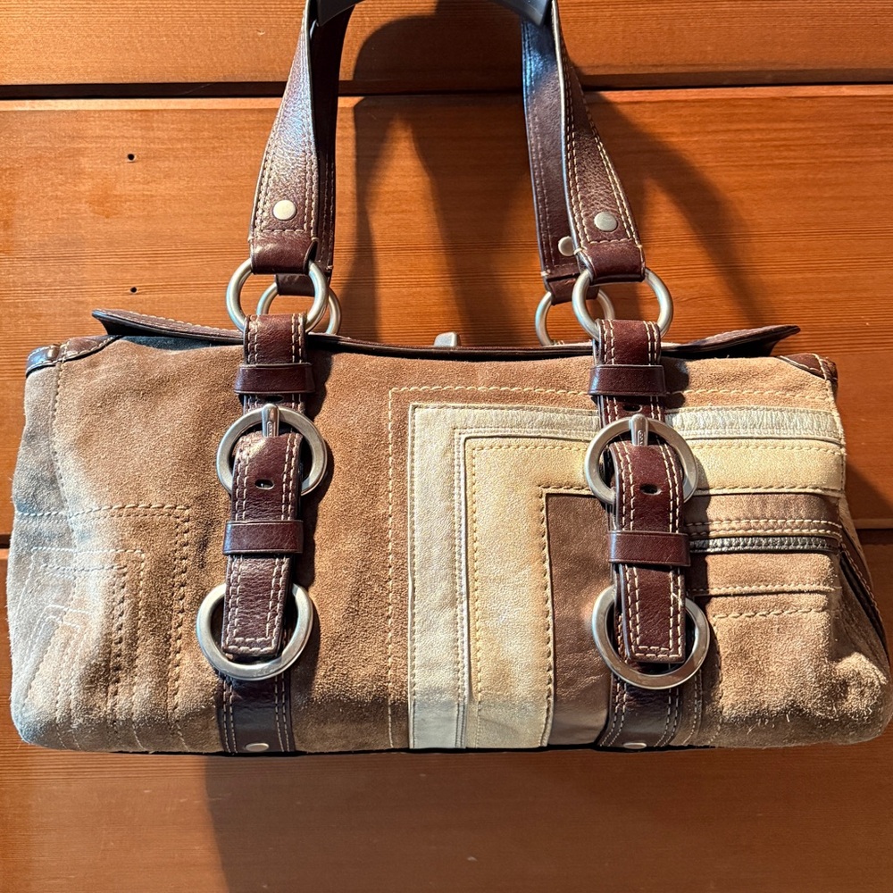 Vintage Coach limited-edition Op Art Suede Satchel